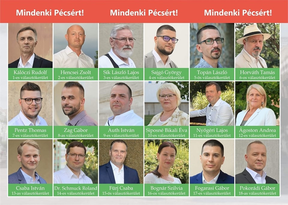 A Mindenki Pécsért Egyesület képviselőjelöltjei